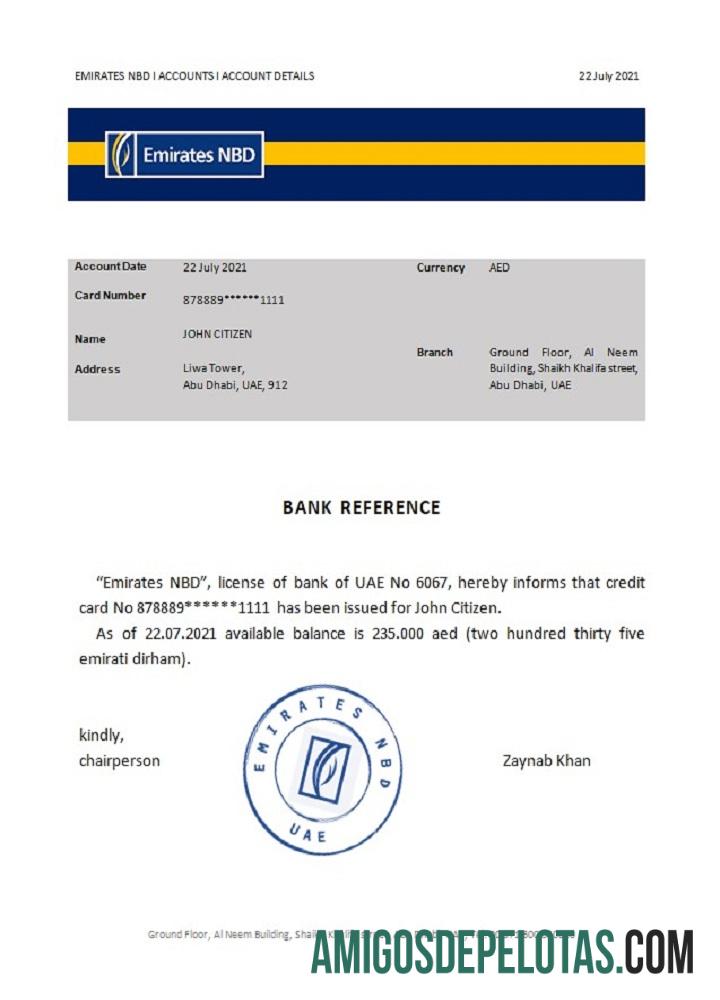 Referência NBD dos Emirados Árabes Unidos exemplo